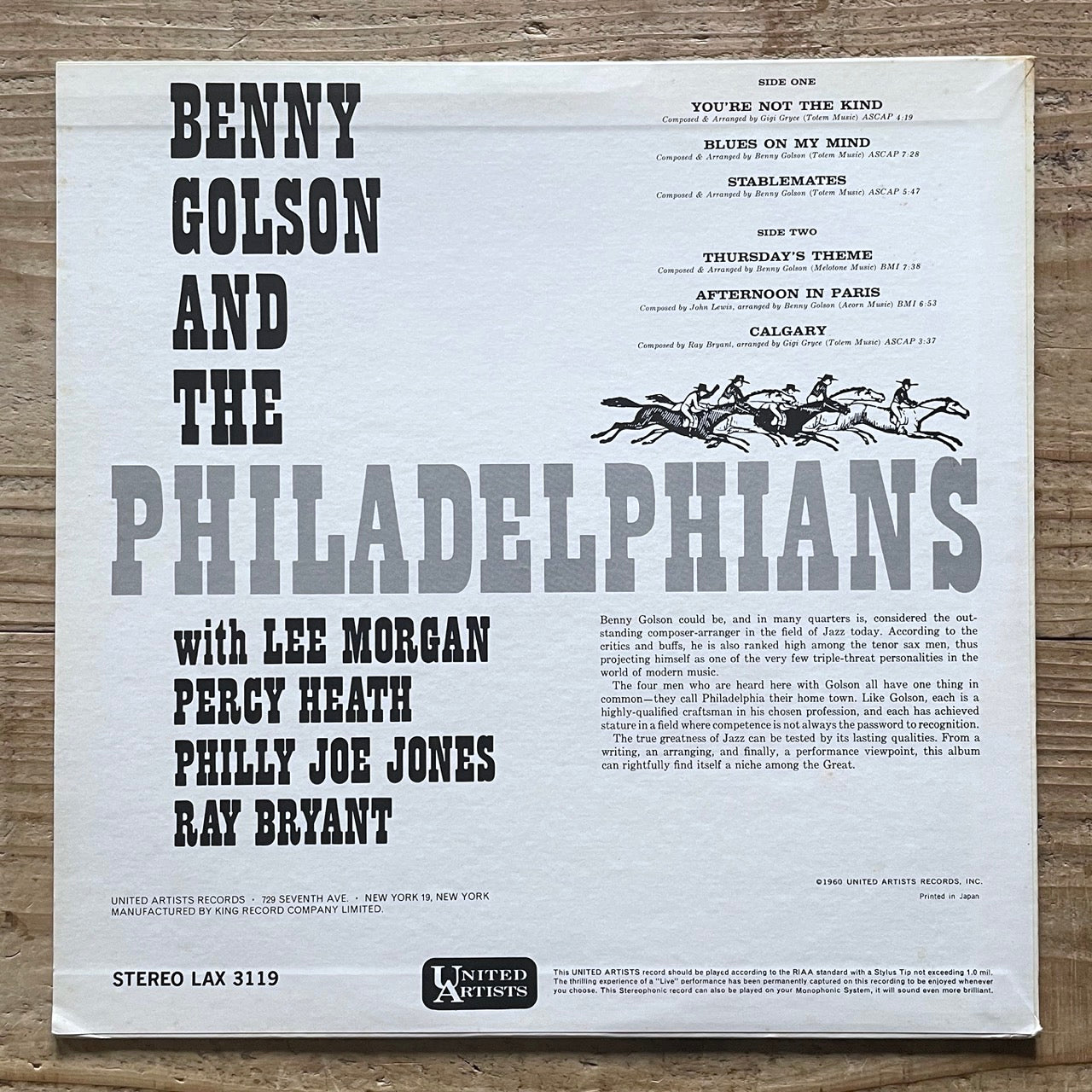 BENNY GOLSON AND THE PHILADELPHIANS on United Artists - Japan King LP NM LAX-3119