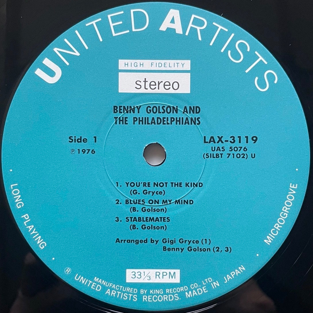 BENNY GOLSON AND THE PHILADELPHIANS on United Artists - Japan King LP NM LAX-3119