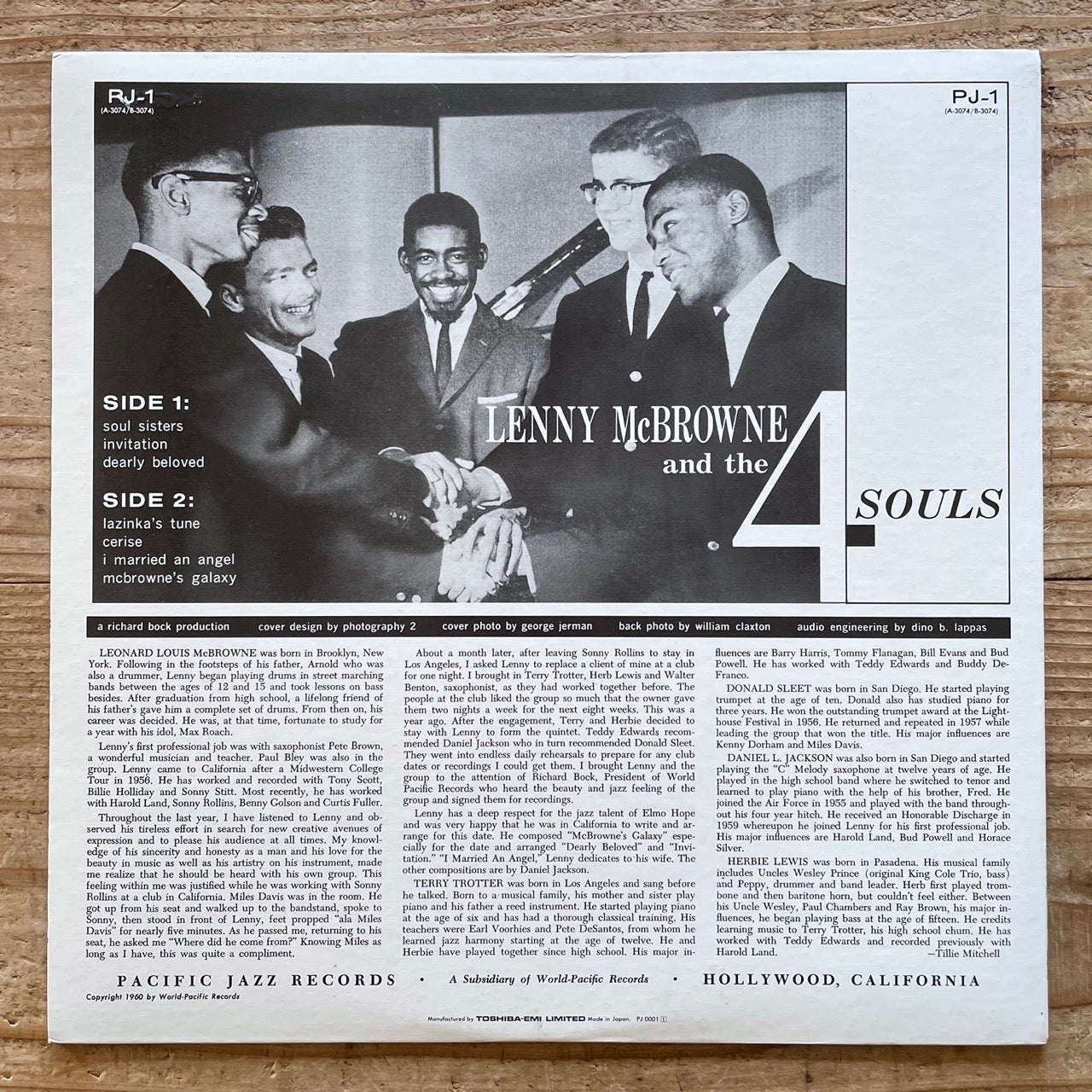 LENNY McBROWNE AND THE 4 SOULS on Pacific Jazz - Japan MONO LP NM PJ-0001