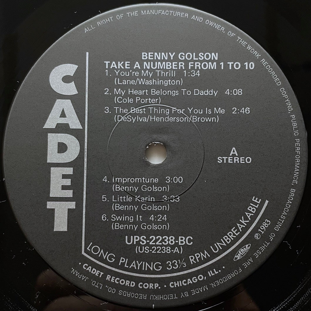 BENNY GOLSON / TAKE A NUMBER FROM 1 TO 10 on Argo - Japan LP NM UPS-2238-BC