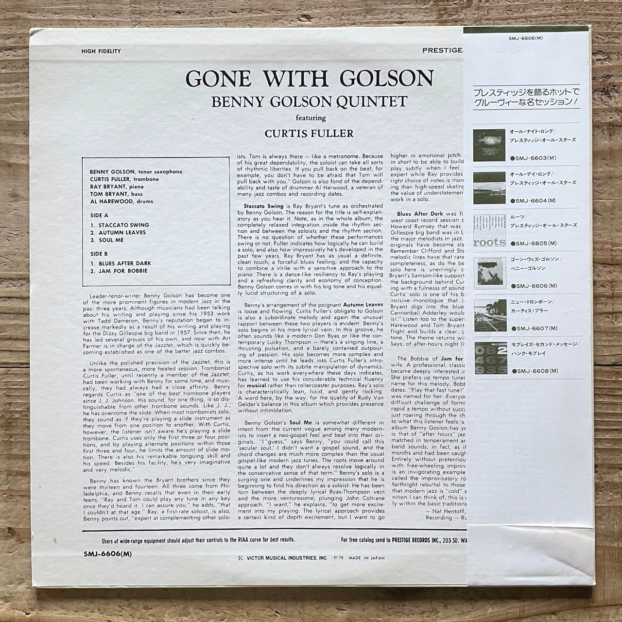 BENNY GOLSON / GONE WITH GOLSON on New Jazz - Japan MONO LP SMJ-6606 obi