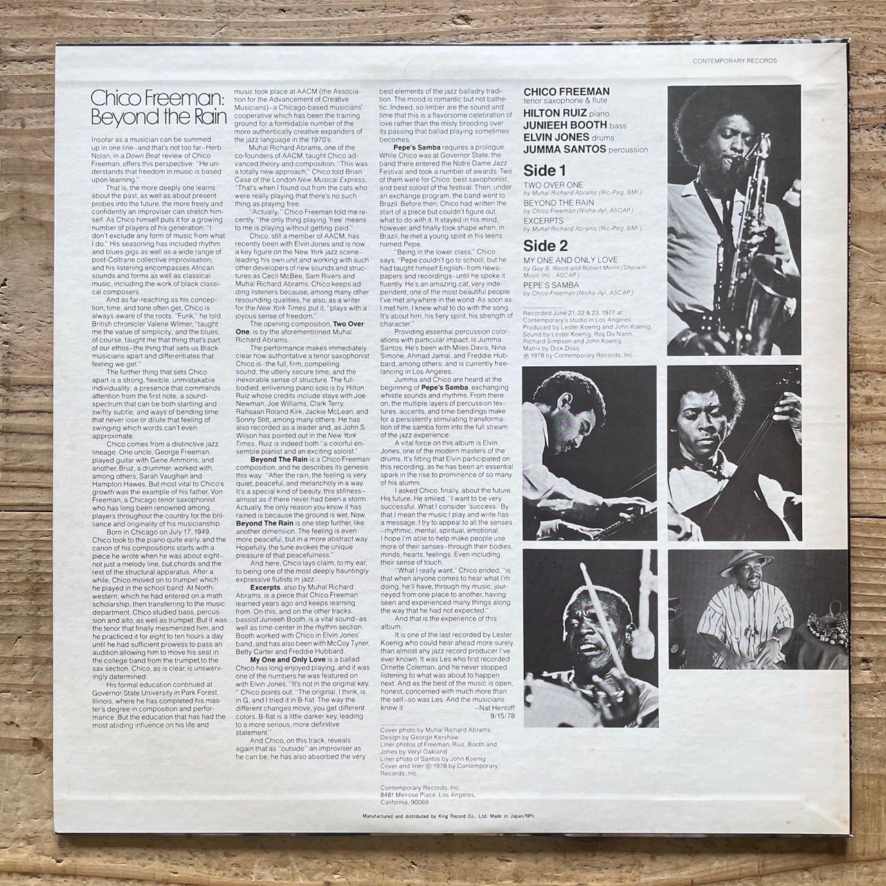 CHICO FREEMAN / BEYOND THE RAIN on Contemporary - Japan King LP GP-3182