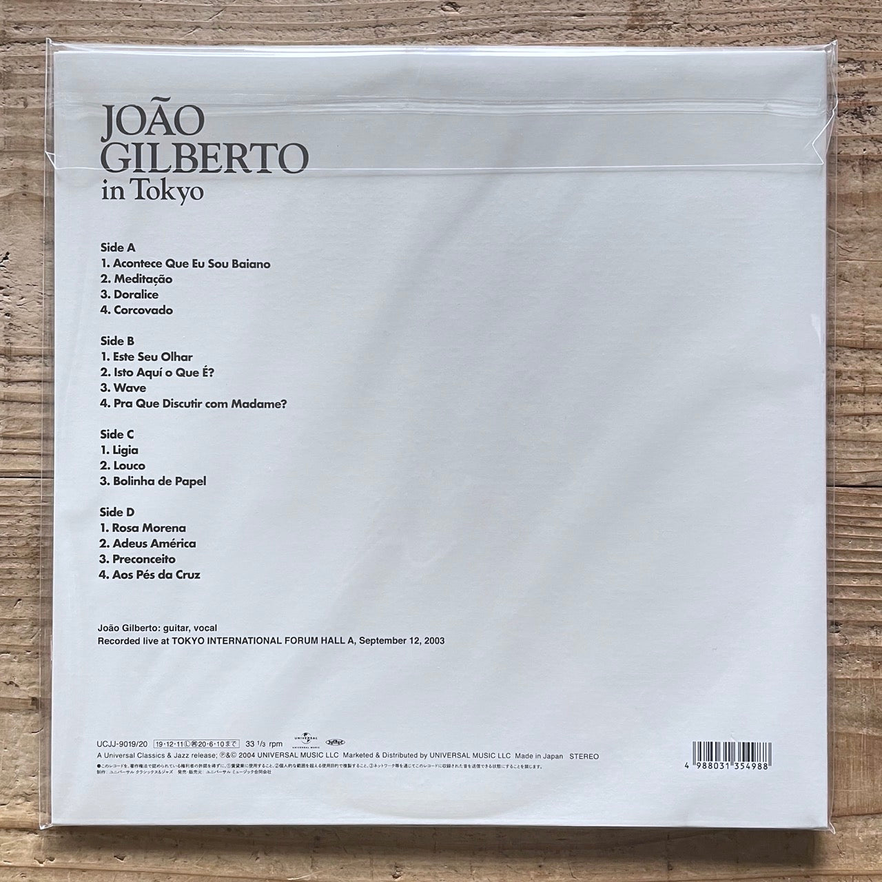 JOAO GILBERTO / IN TOKYO (2LP) - Japan only Original Vinyl UCJU-9019/20