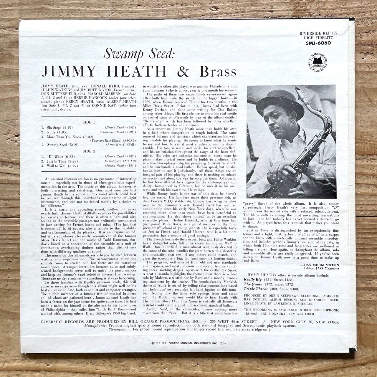 JIMMY HEATH / SWAMP SEED on Riverside - Japan LP SMJ-6060