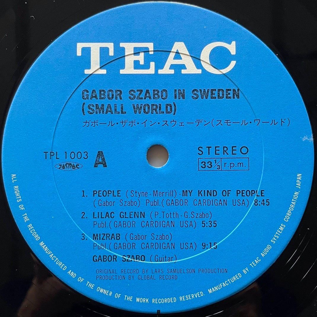 GABOR SZABO / IN SWEDEN (SMALL WORLD) - Japan Teac LP TPL-1003 obi
