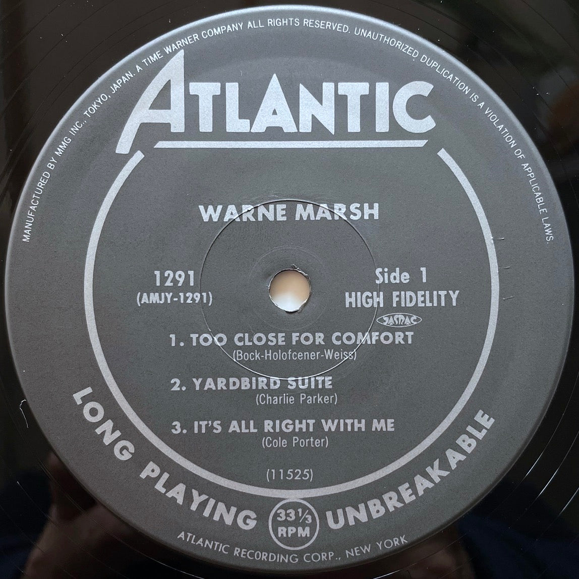 WARNE MARSH on Atlantic - Japan LP NM AMJY-1291