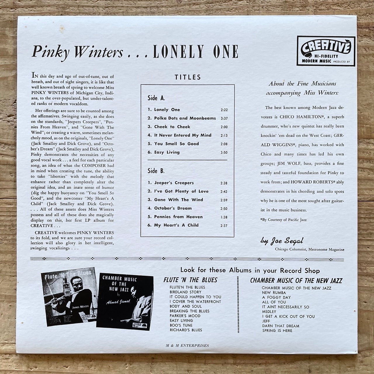 PINKY WINTERS / LONELY ONE on Argo - Japan Reissue NM