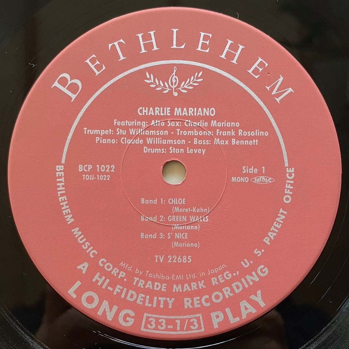 CHARLIE MARIANO / MARIANO on Bethlehem BCP1022 - Japan 10" NM TOJJ-1022 Burt Goldblatt cover obi