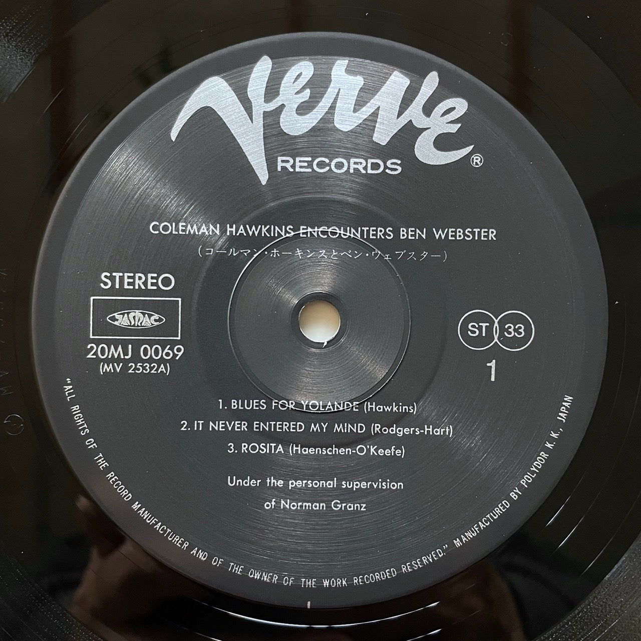 COLEMAN HAWKINS / ENCOUNTERS BEN WEBSTER on Verve - Japan LP NM