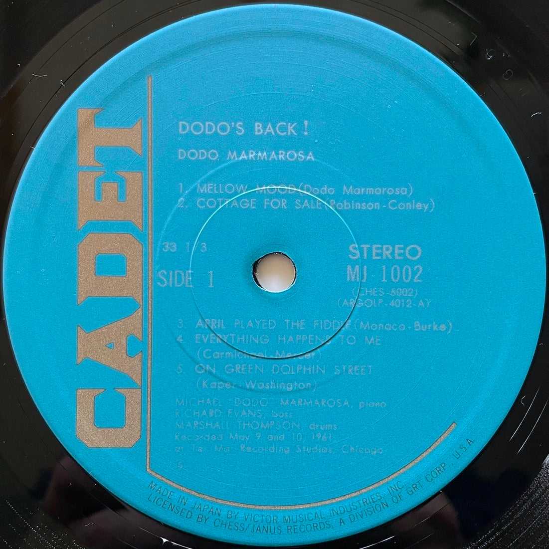 DODO MARMAROSA TRIO / DODO'S BACK on Argo - Japan LP NM MJ-1002