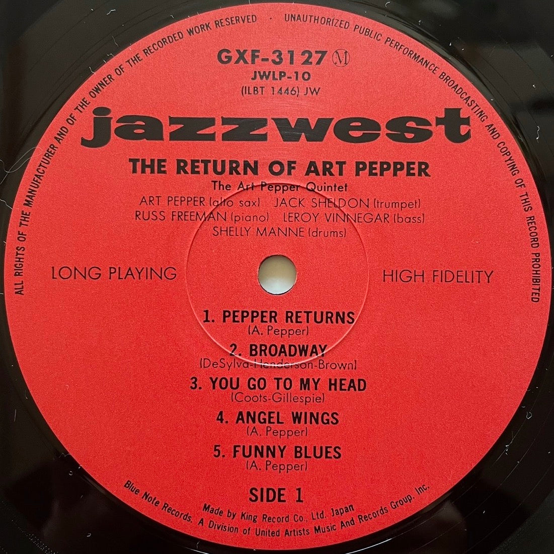 ART PEPPER / THE RETURN OF.. on Jazz West - Japan King LP NM GXF-3127