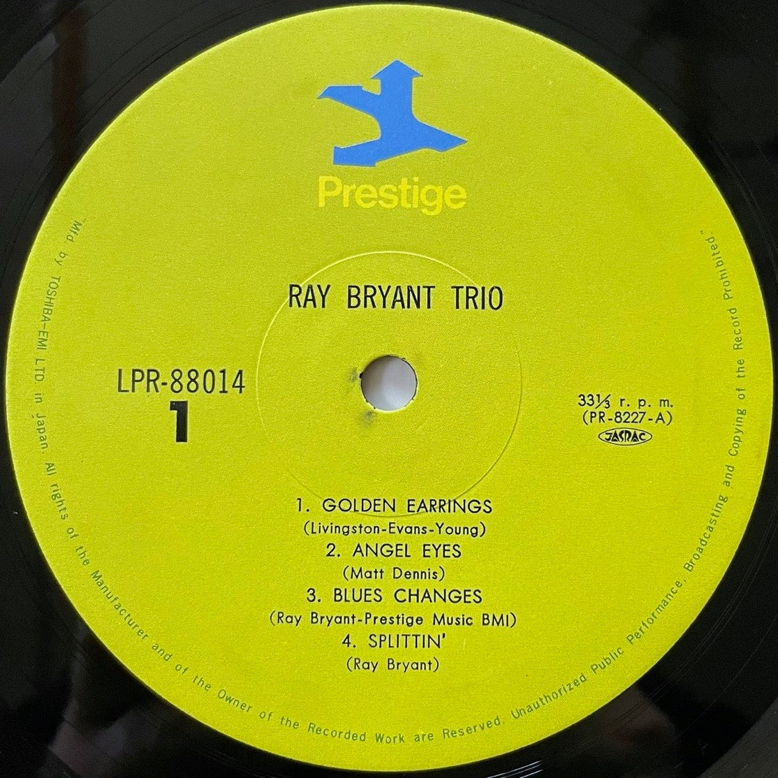 RAY BRYANT TRIO on Prestige - Japan MONO LP LPR-88014