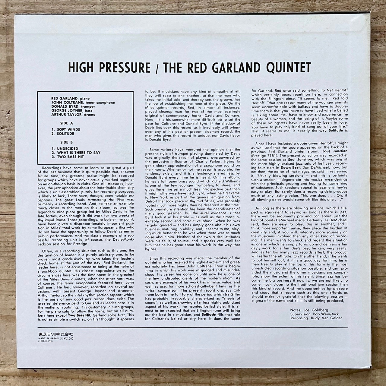 RED GARLAND QUINTET with JOHN COLTRANE / HIGH PRESSURE - Japan Prestige MONO LP LPR-88059