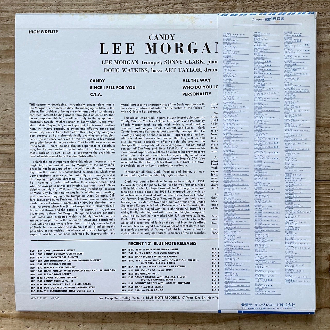 LEE MORGAN / CANDY on Blue Note - Japan King LP GXK-8131 obi