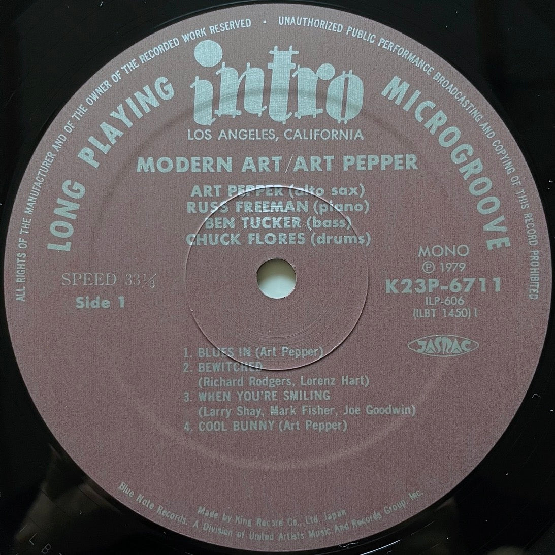 ART PEPPER QUARTET / MODERN ART on Intro - Japan King LP NM K23P-6711
