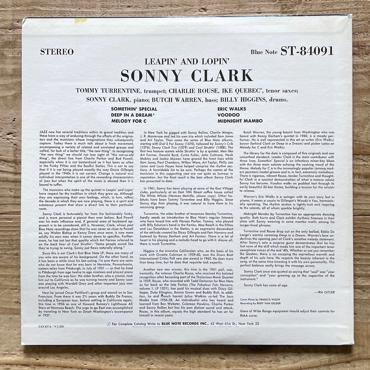 SONNY CLARK / LEAPIN' AND LOPIN' on Blue Note - Japan King LP GXK-8216