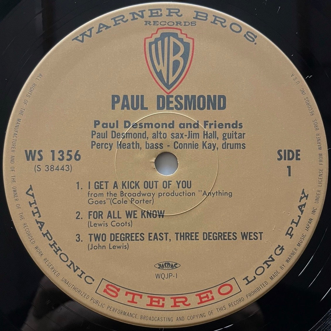 PAUL DESMOND / FIRST PLACE AGAIN, PLAYBOY on Warner Bros. - Japan LP NM SGD-66