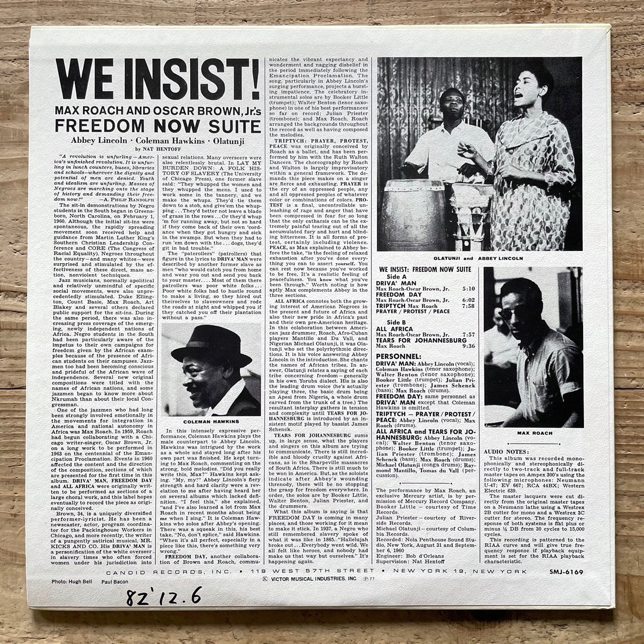 MAX ROACH'S FREEDOM NOW SUITE / WE INSIST! on Candid - Japan LP NM SMJ-6169