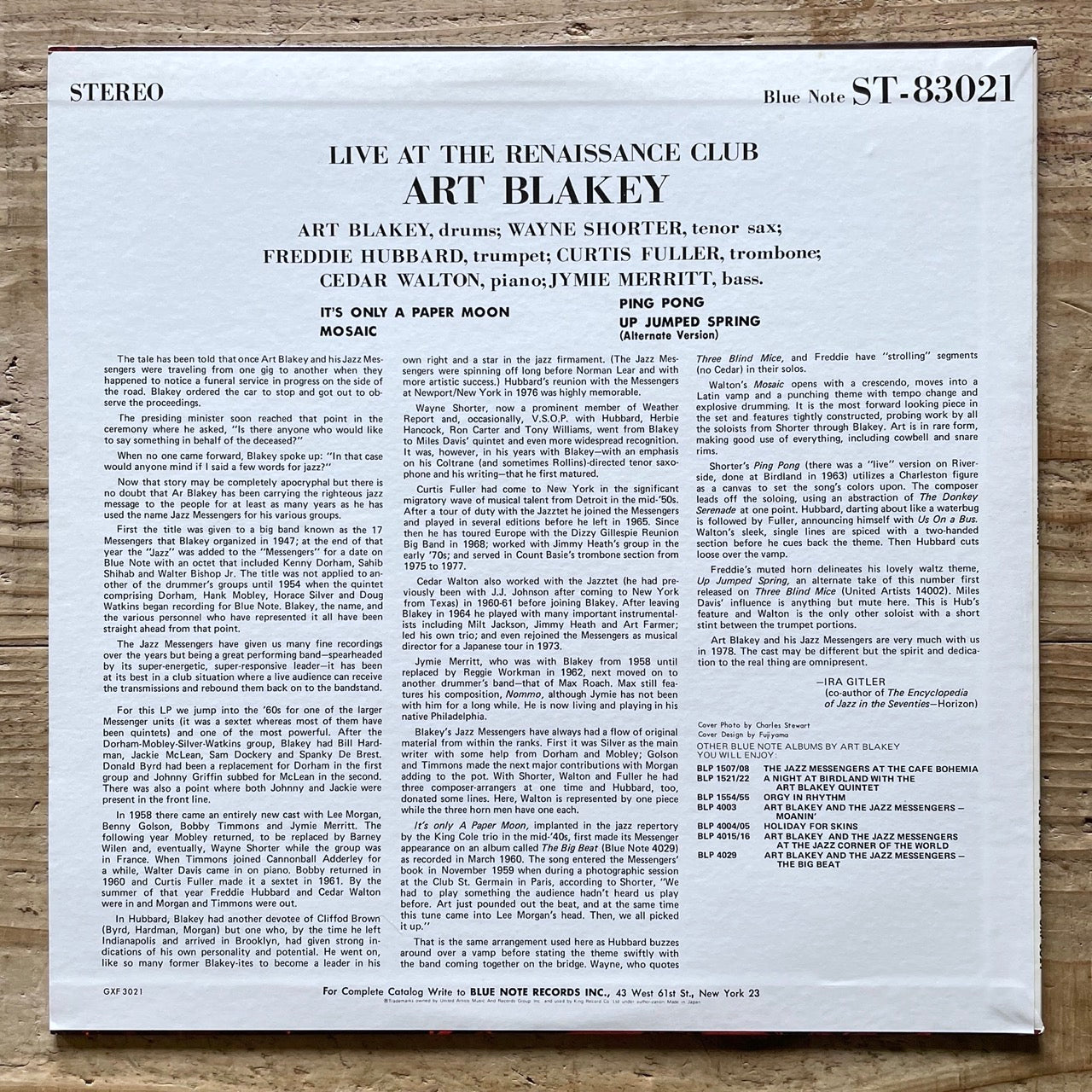 ART BLAKEY / LIVE AT THE RENAISSANCE CLUB on Blue Note - Japan King Original LP GXF-3021