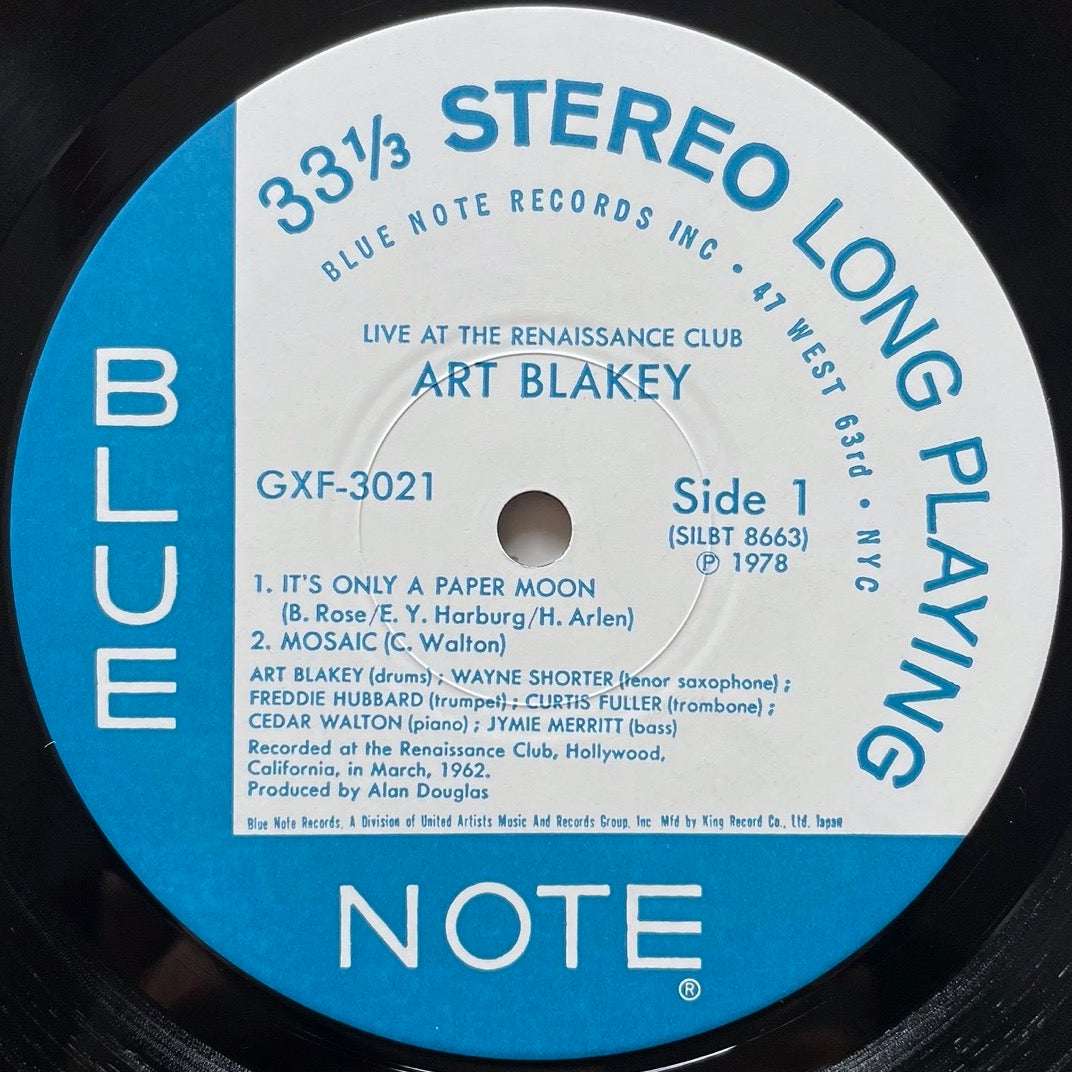 ART BLAKEY / LIVE AT THE RENAISSANCE CLUB on Blue Note - Japan King Original LP GXF-3021