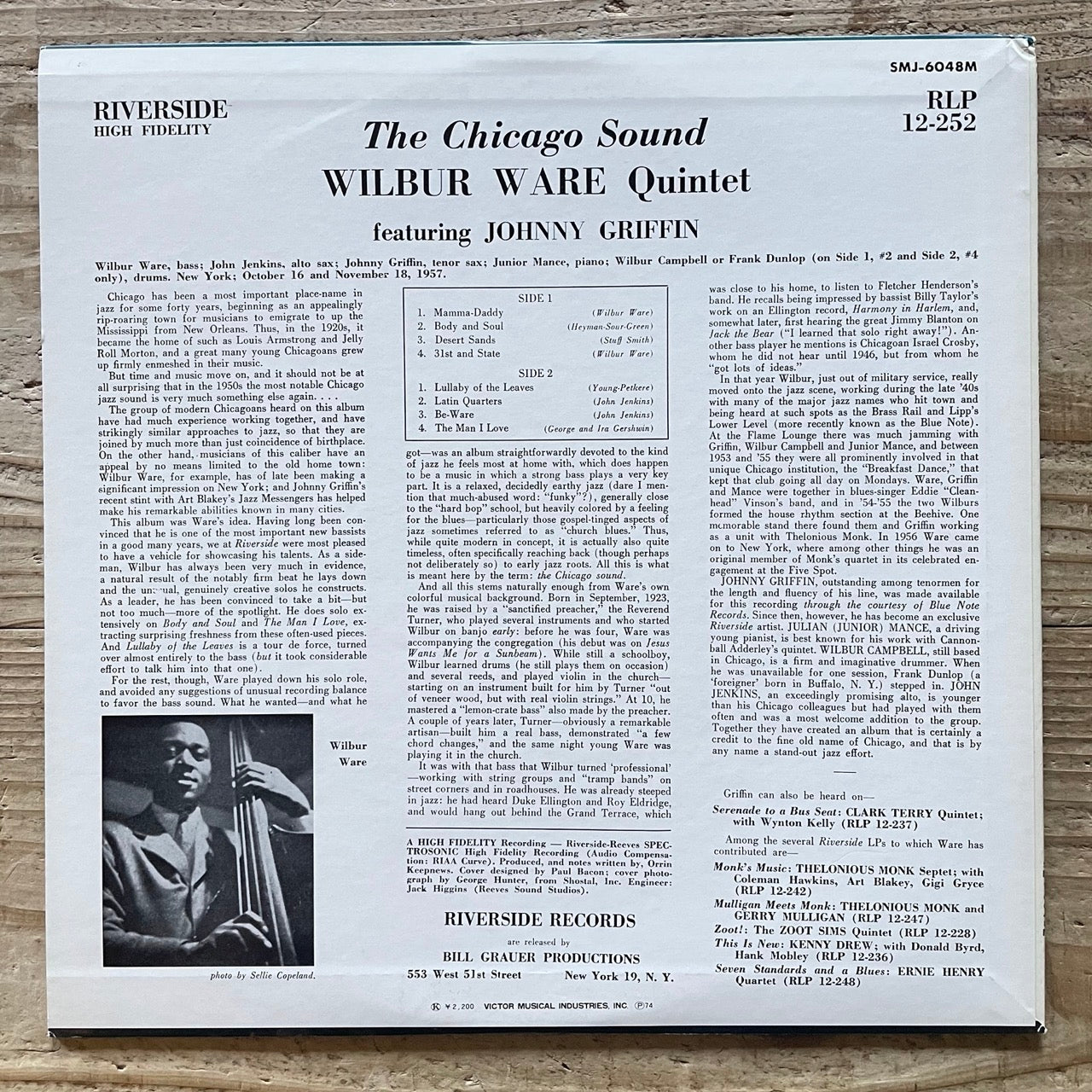 WILBUR WARE QUINTET / THE CHICAGO SOUND on Riverside - Japan MONO LP SMJ-6048