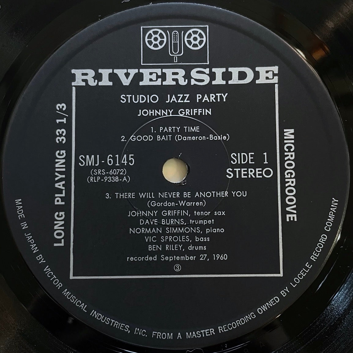 JOHNNY GRIFFIN / STUDIO JAZZ PARTY on Riverside - Japan LP SMJ-6145