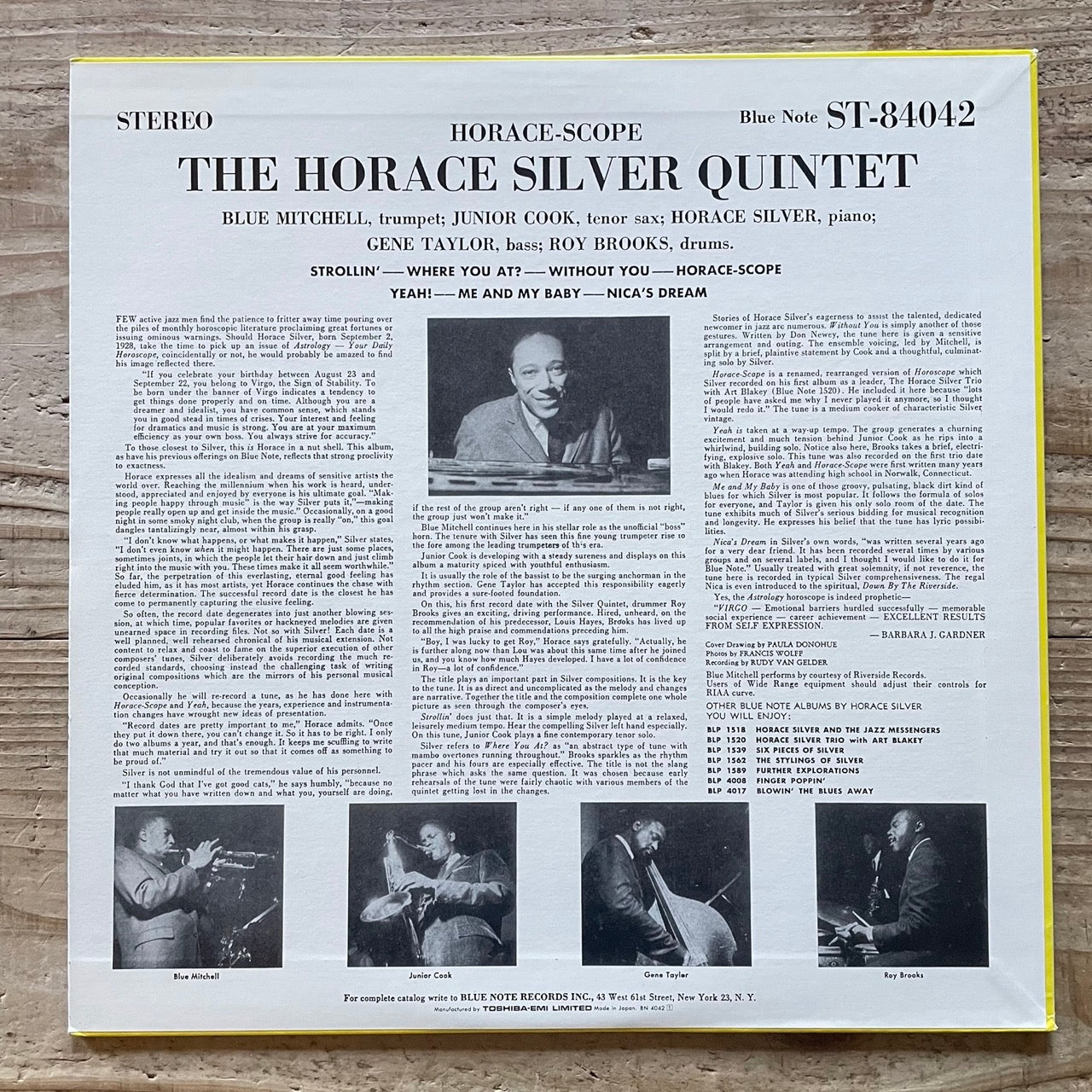 HORACE SILVER QUINTET / HORACE-SCOPE - Blue Note Japan LP BN4042