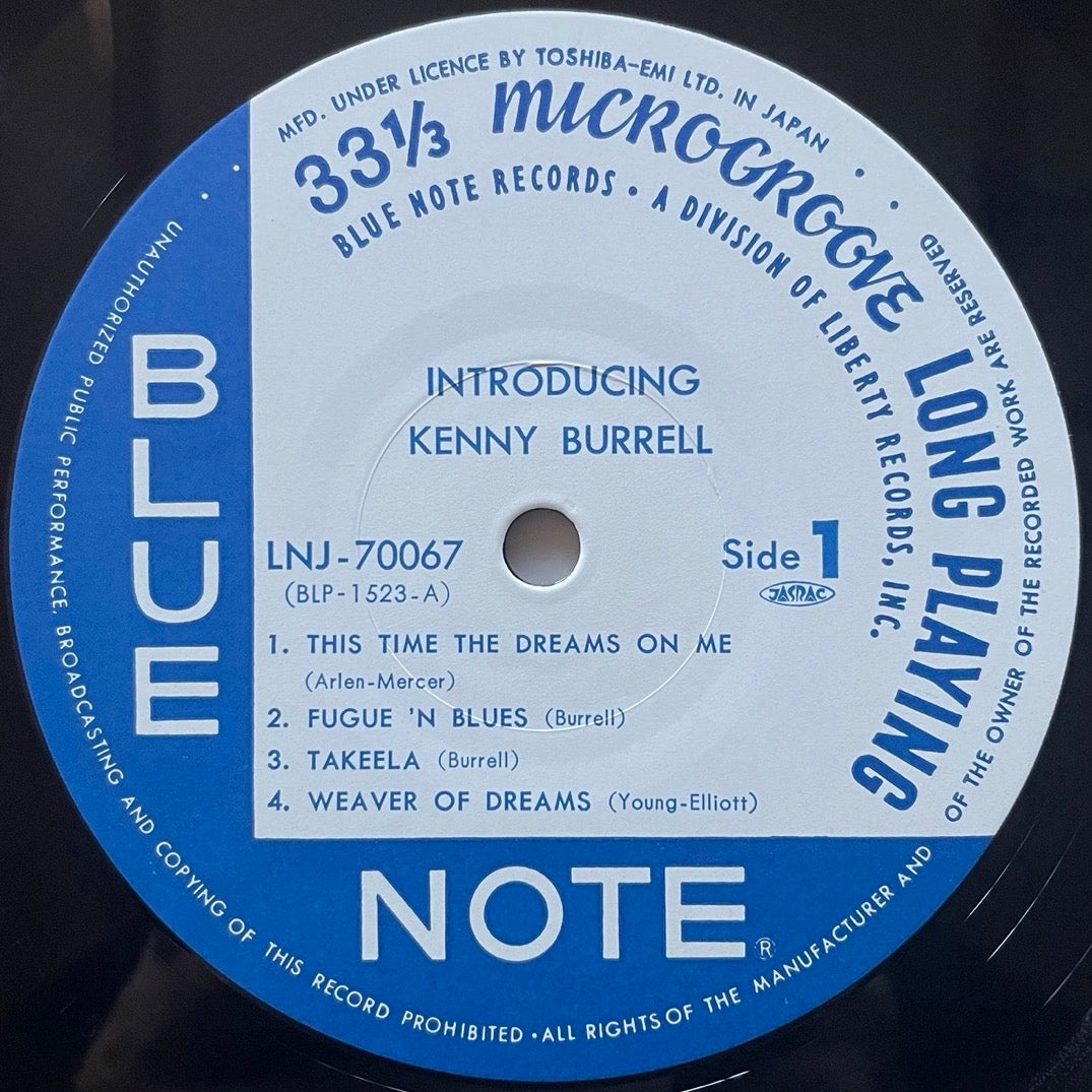 KENNY BURRELL / INTRODUCING - Japan Blue Note MONO LP LNJ-70067