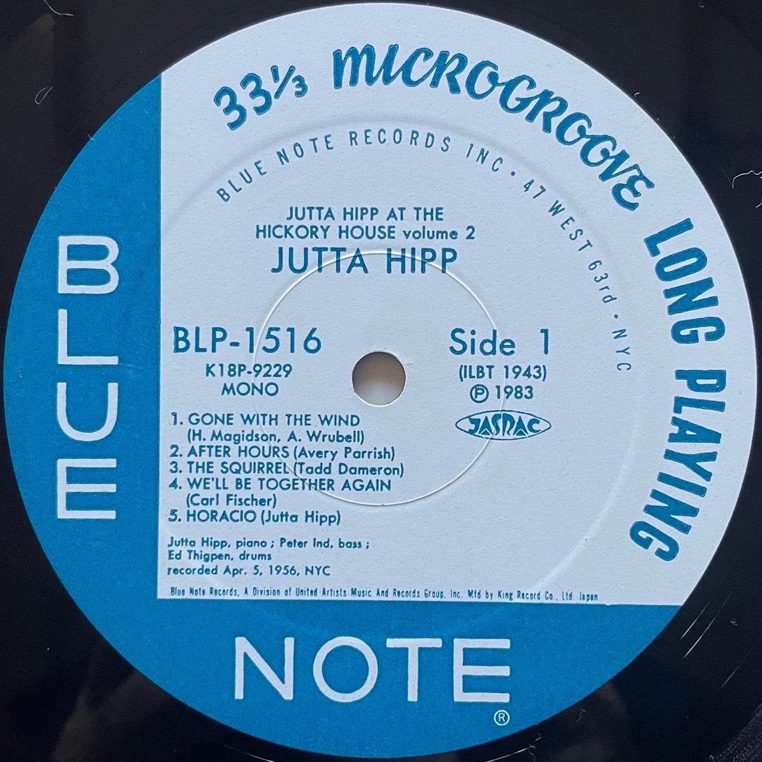 JUTTA HIPP / AT THE HICKORY HOUSE VOL.2 - Japan Blue Note King LP NM K18P-9229
