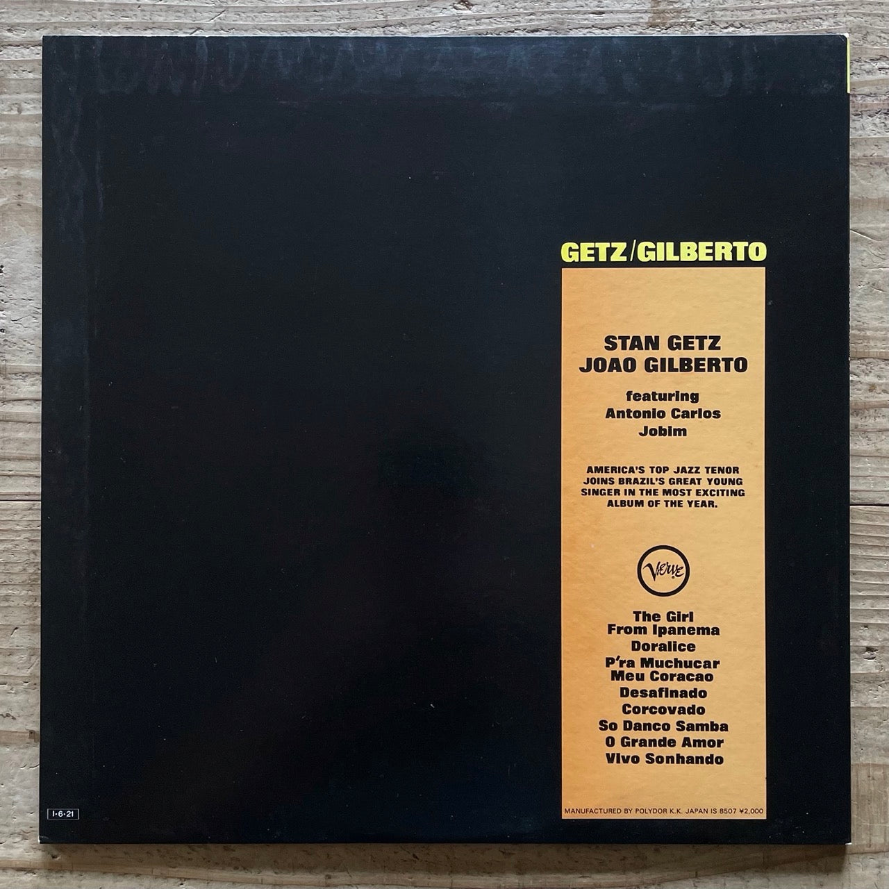 STAN GETZ - JOAO GILBERTO / GETZ/GILBERTO on Verve - Japan LP GF 20MJ0002