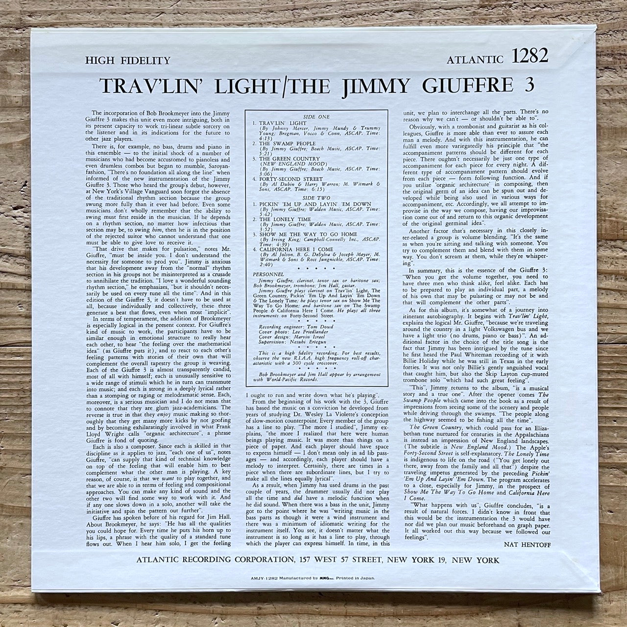 JIMMY GIUFFRE 3 / TRAV'LIN' LIGHT on Atlantic - Japan LP NM AMJY-1282