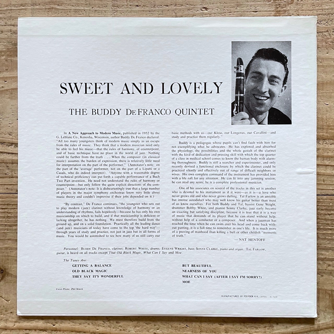 BUDDY DE FRANCO / SWEET AND LOVELY on Verve - Japan MONO LP NM MV-2581