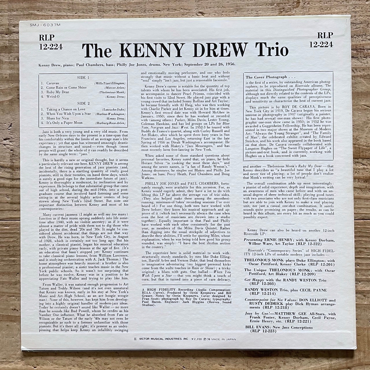 KENNY DREW TRIO w/Paul Chambers, Philly Joe Jones - Japan Riverside LP SMJ-6037M