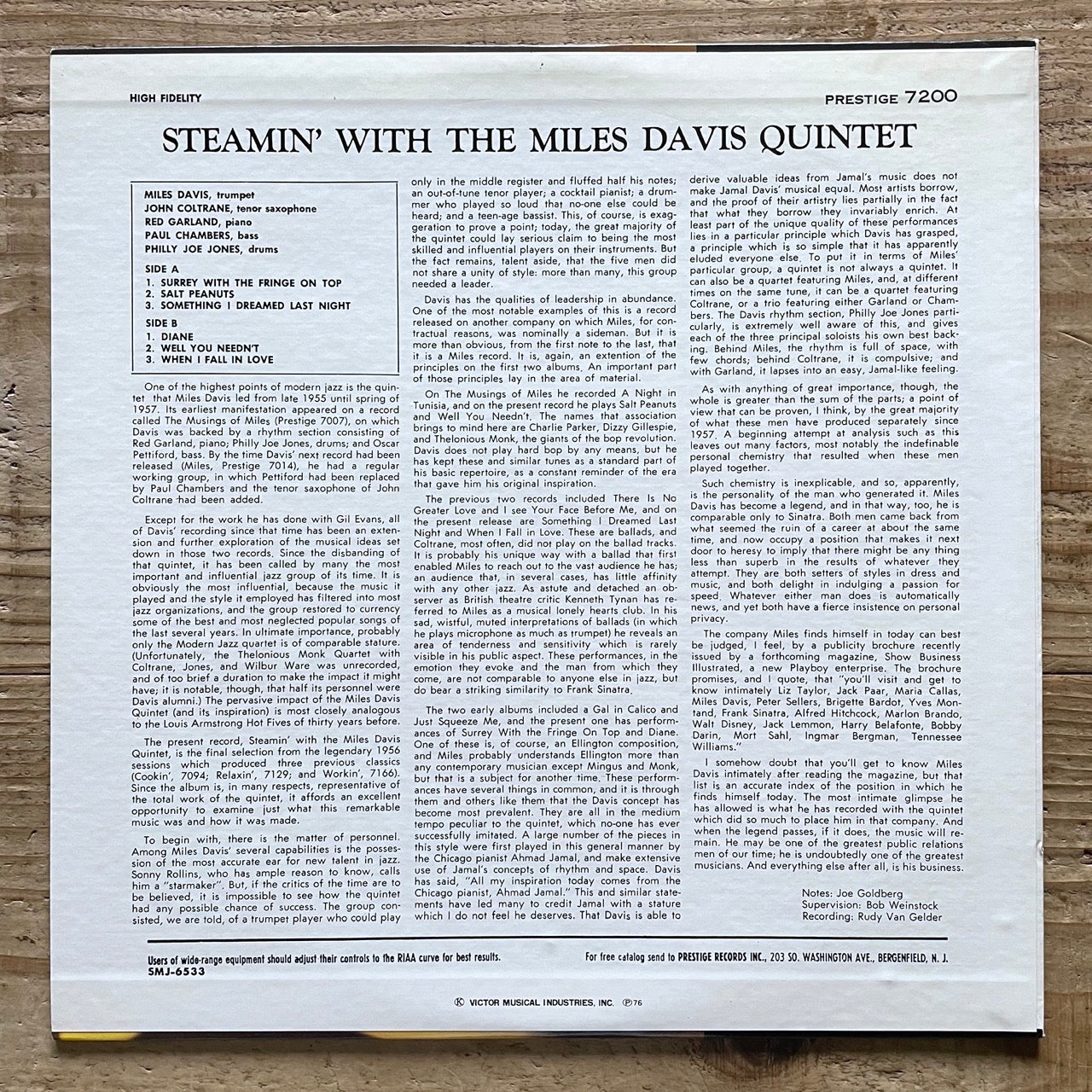 MILES DAVIS QUINTET / STEAMIN' on Prestige - Japan MONO LP NM SMJ-6533