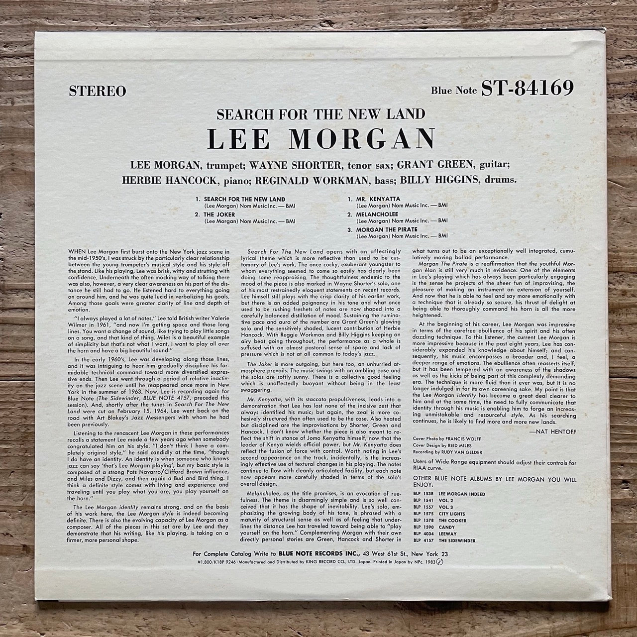 LEE MORGAN / SEARCH FOR THE NEW LAND on Blue Note - Japan King LP K18P-9246
