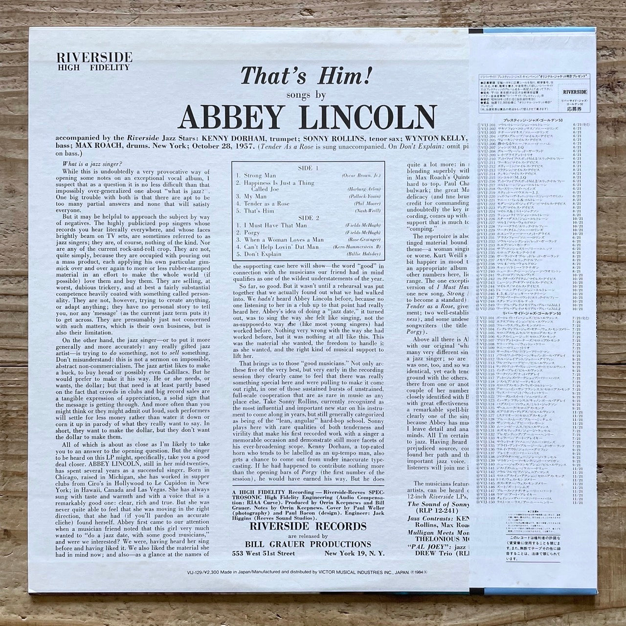 ABBEY LINCOLN / THAT'S HIM on Riverside - Japan MONO LP NM VIJ-129 obi