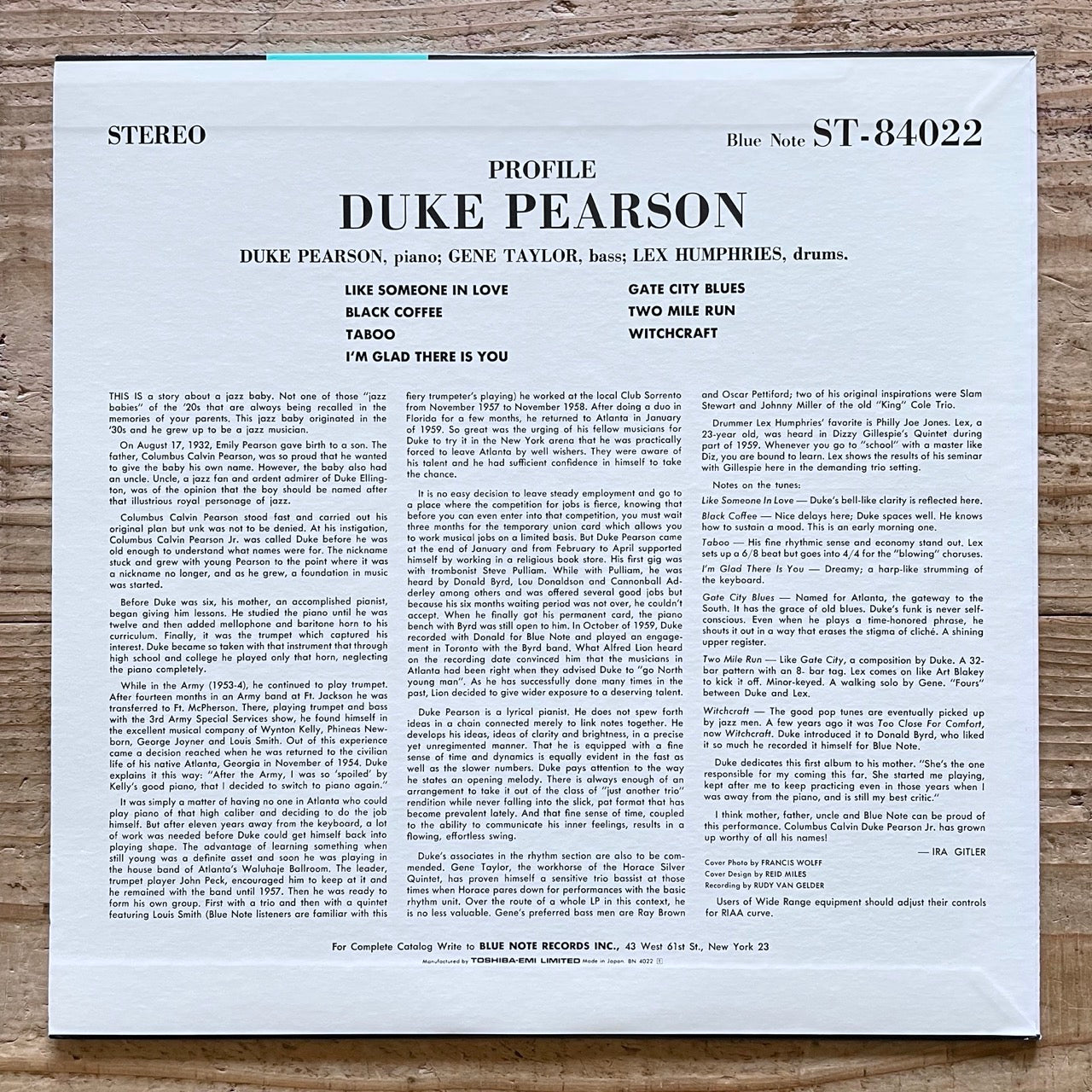 DUKE PEARSON / PROFILE on Blue Note - Japan LP NM BN4022