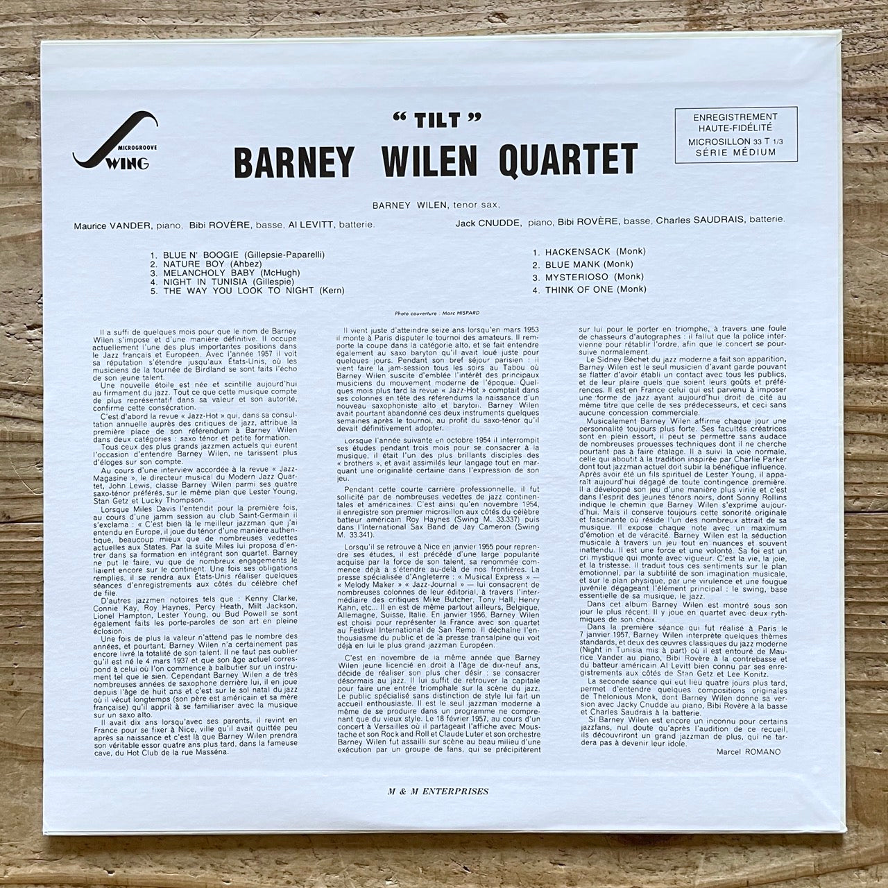 BARNEY WILEN QUARTET / TILT on French Swing - Japan LP NM LDM.30.058