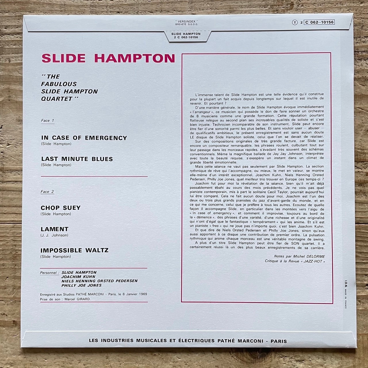 SLIDE HAMPTON QUARTET / THE FABULOUS on French Pathe - Heavy Vinyl reissue LP NM