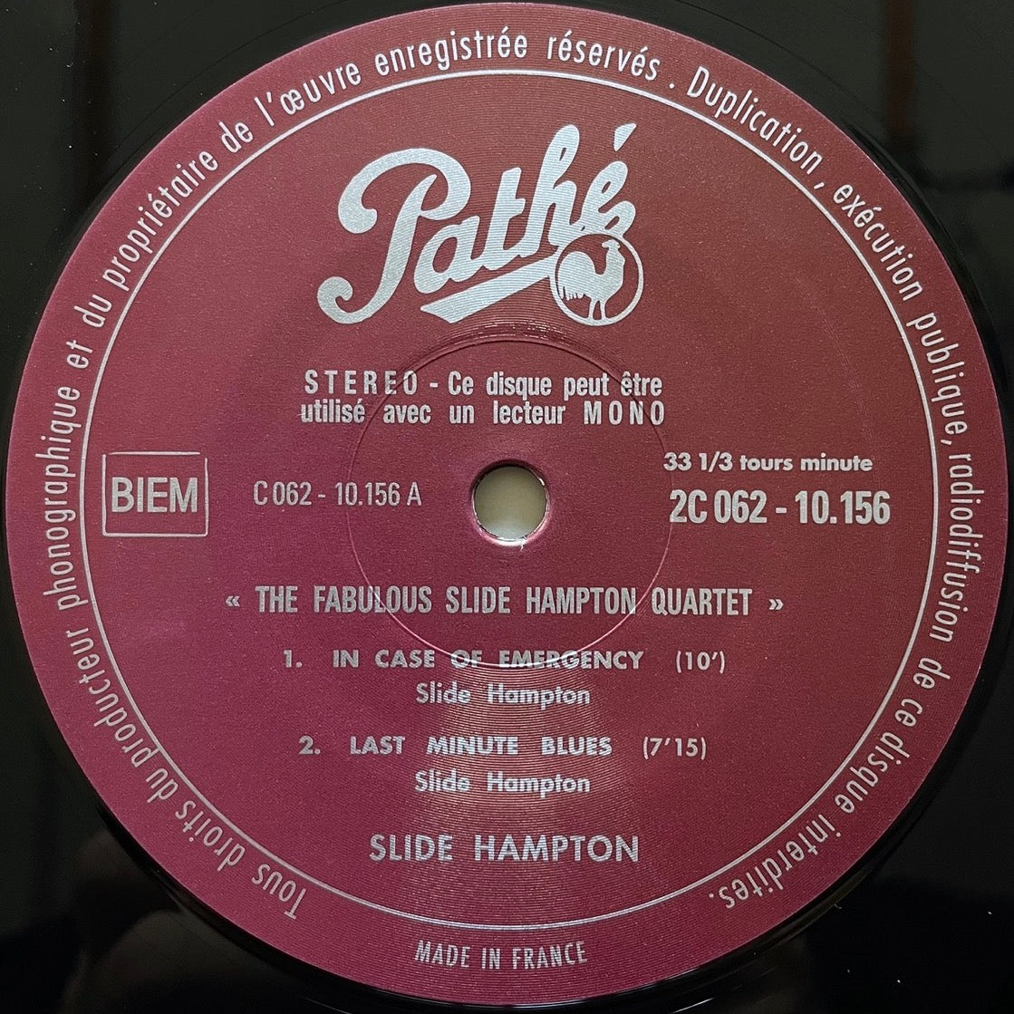 SLIDE HAMPTON QUARTET / THE FABULOUS on French Pathe - Heavy Vinyl reissue LP NM