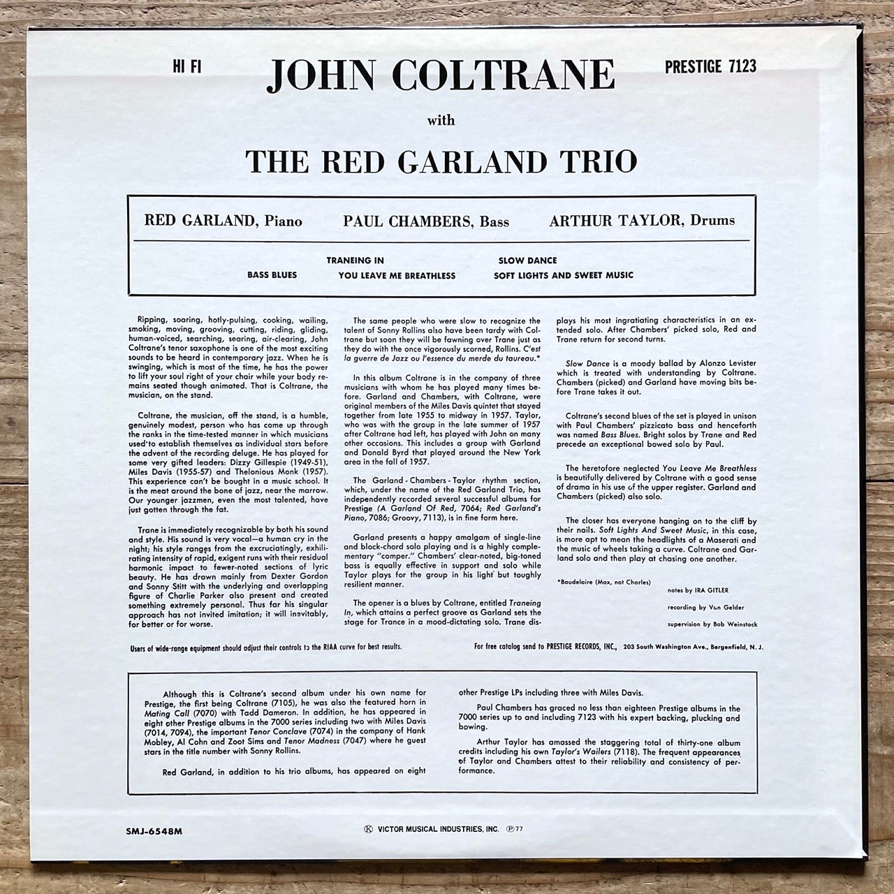 JOHN COLTRANE with RED GARLAND TRIO / TRANEING IN on Prestige - Japan LP SMJ-6548