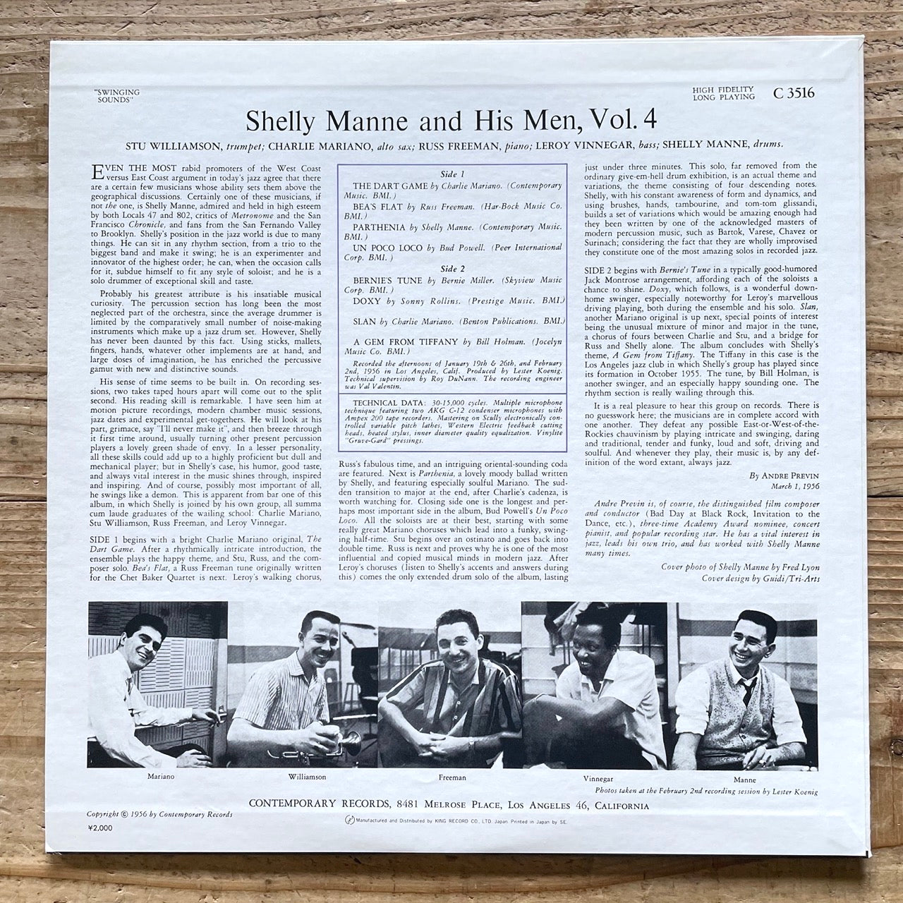 SHELLY MANNE & HIS MEN / SWINGING SOUNDS on Contemporary - Japan King LP NM K20P-6603