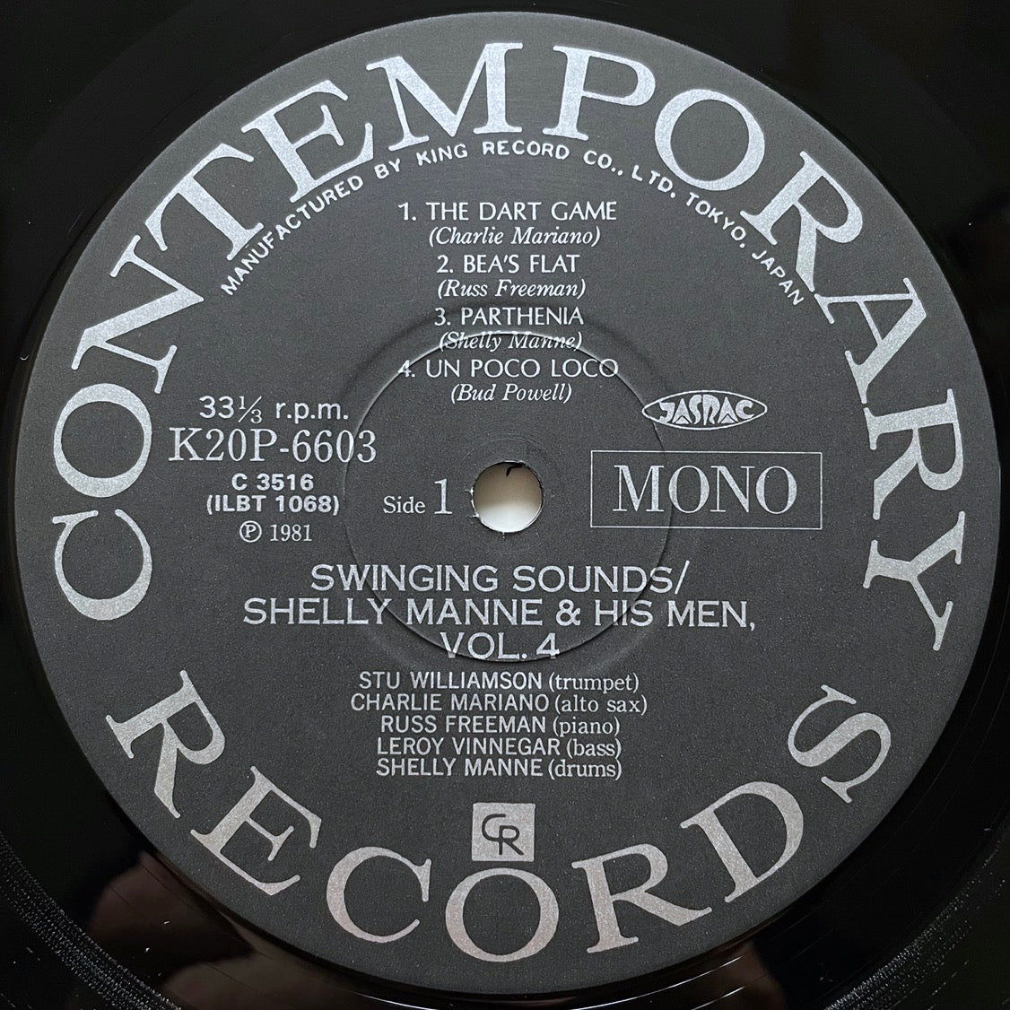SHELLY MANNE & HIS MEN / SWINGING SOUNDS on Contemporary - Japan King LP NM K20P-6603