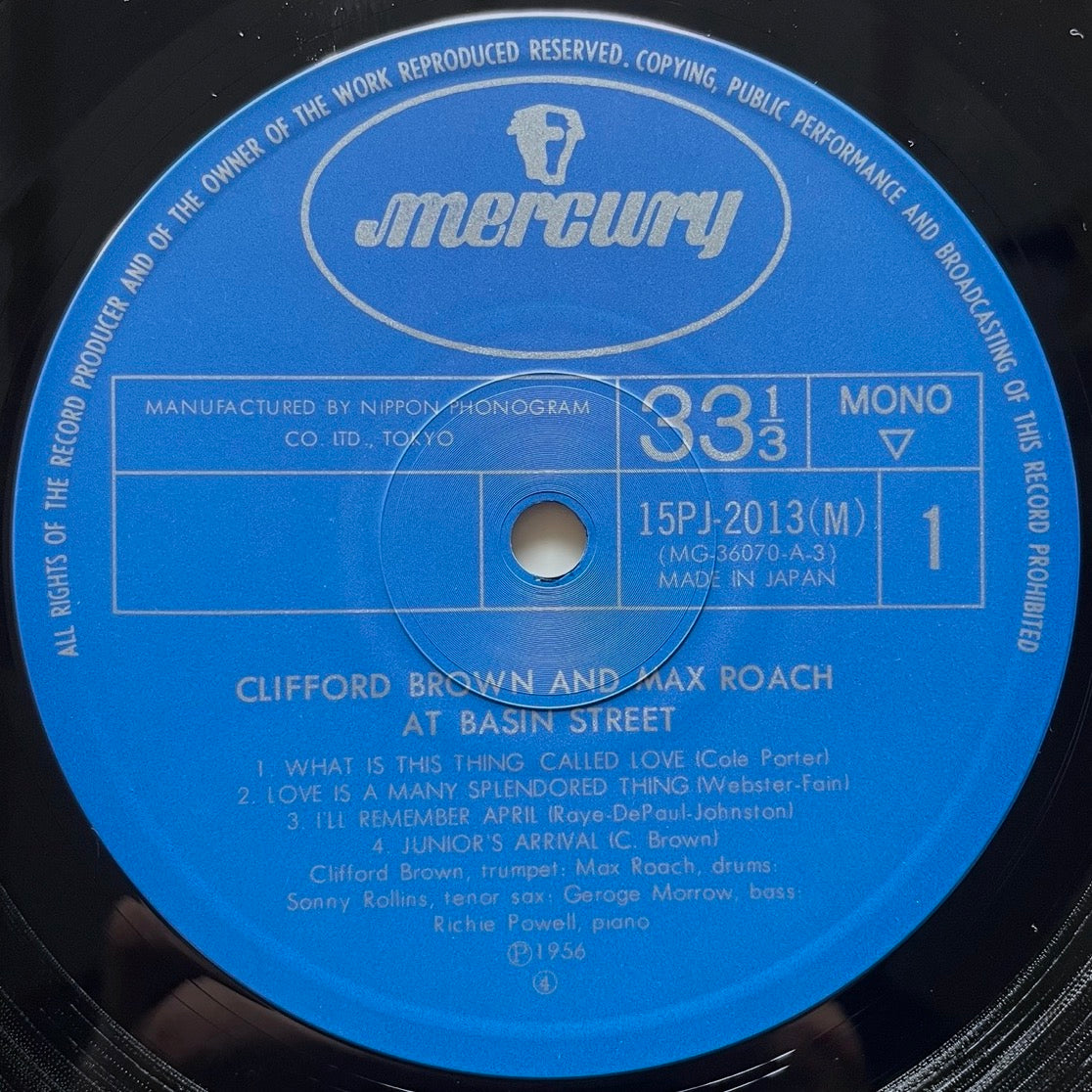 CLIFFORD BROWN & MAX ROACH / AT BASIN STREET on Emarcy - Japan LP NM 15PJ-2013