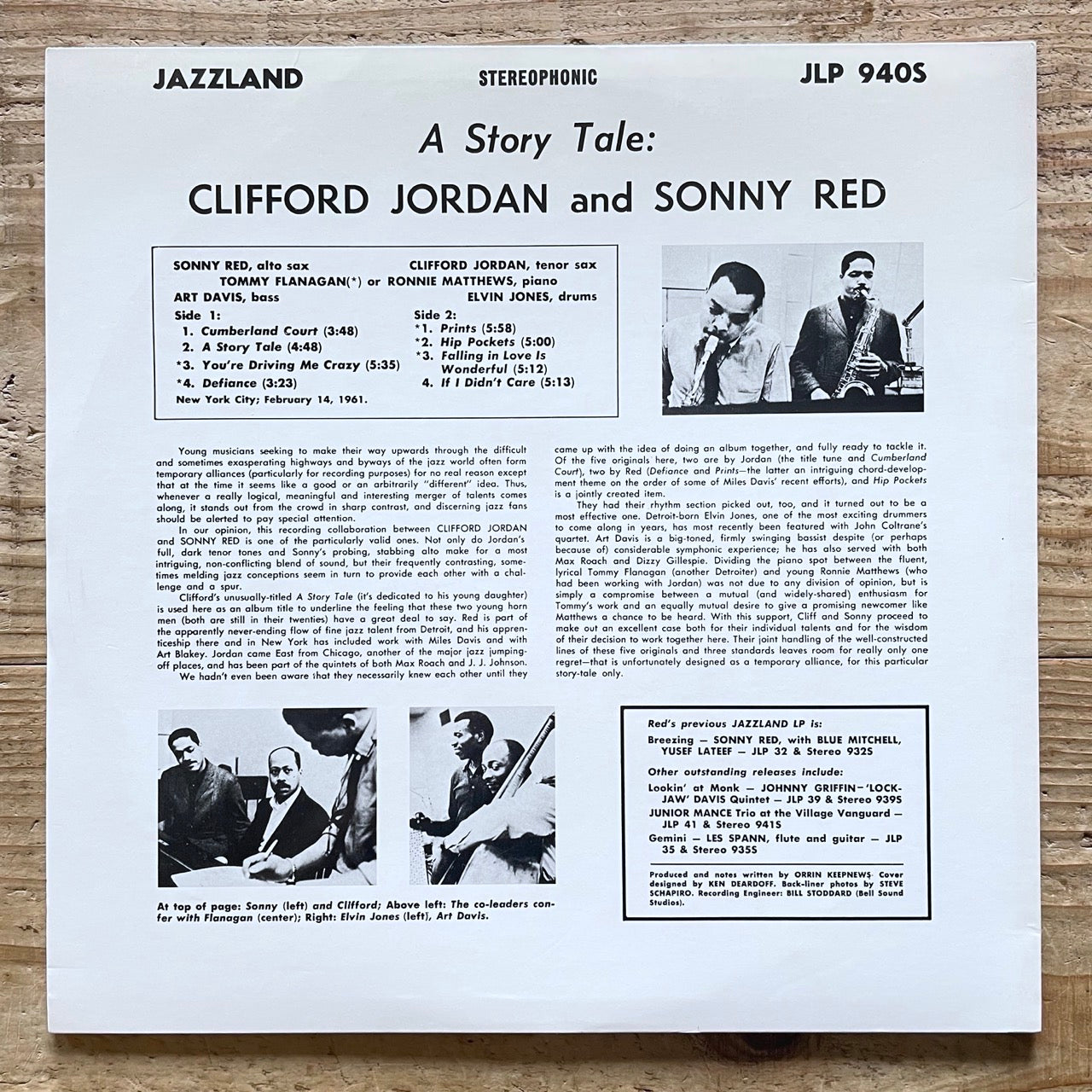 CLIFFORD JORDAN & SONNY RED / A STORY TALE on Jazzland - Japan LP NM WWLJ-7045