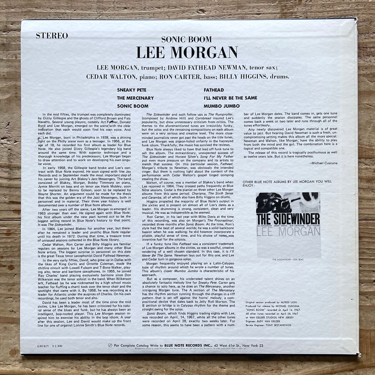LEE MORGAN / SONIC BOOM on Blue Note - Japan King Original LP GXK-8171