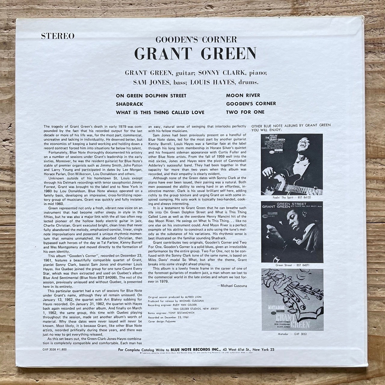 GRANT GREEN / GOODEN'S CORNER on Blue Note - Japan King Original LP GXF-3058
