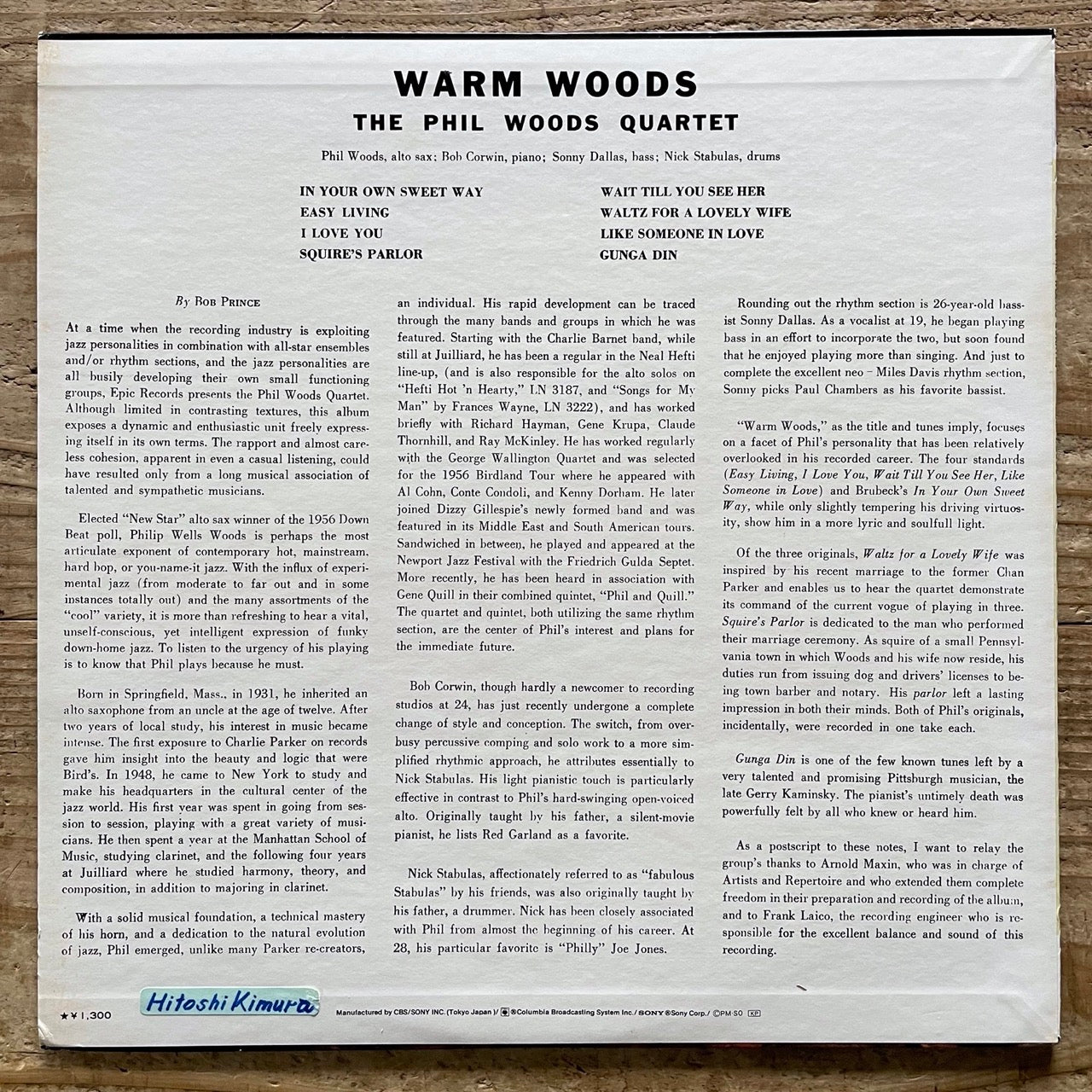 PHIL WOODS / WARM WOODS on Epic - Japan MONO LP ECPZ-8
