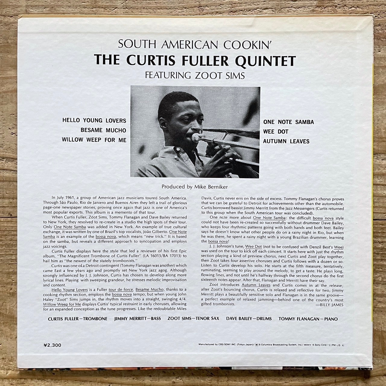 CURTIS FULLER QUINTET feat. ZOOT SIMS / SOUTH AMERICAN COOKIN' on Epic - Japan LP ECPM-90