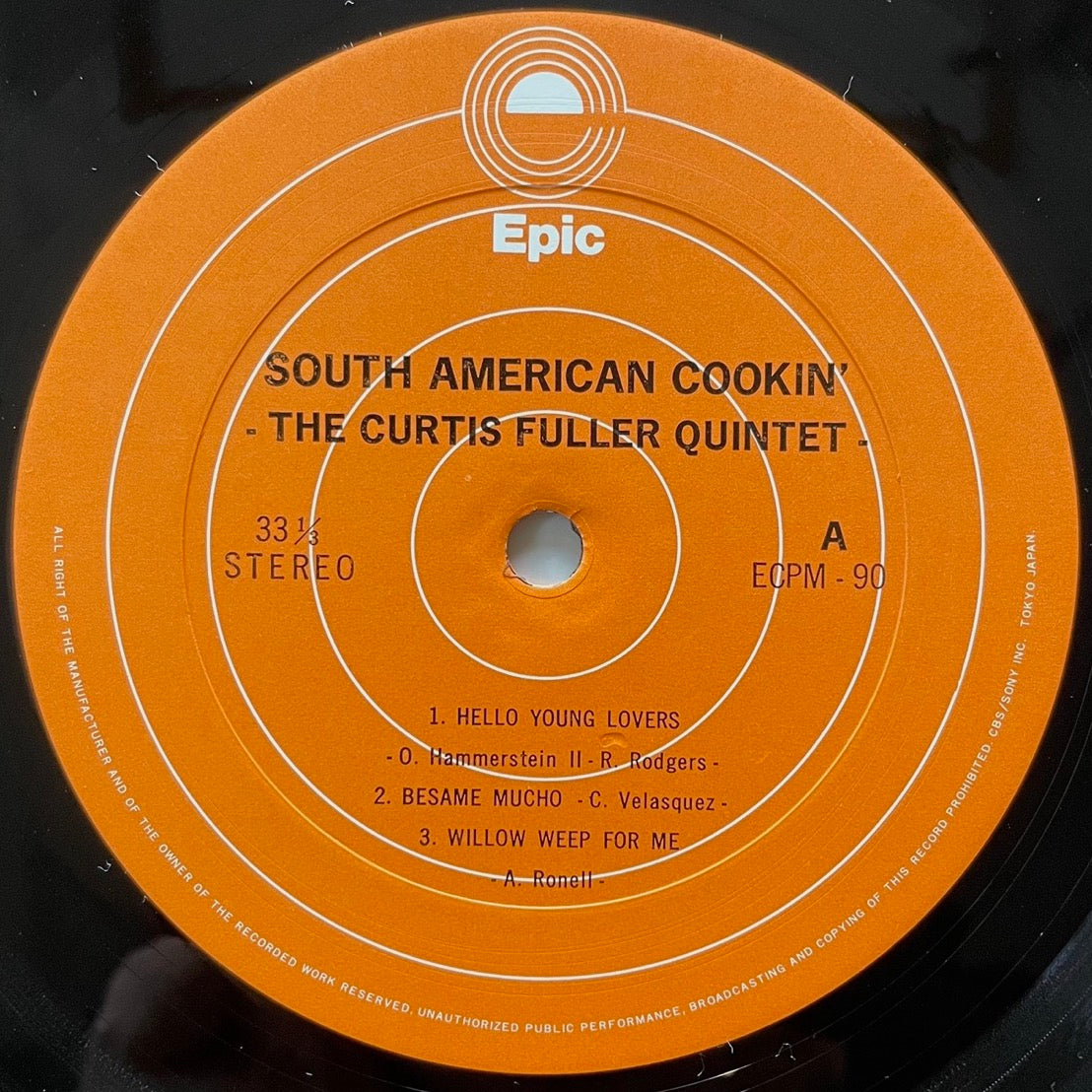 CURTIS FULLER QUINTET feat. ZOOT SIMS / SOUTH AMERICAN COOKIN' on Epic - Japan LP ECPM-90